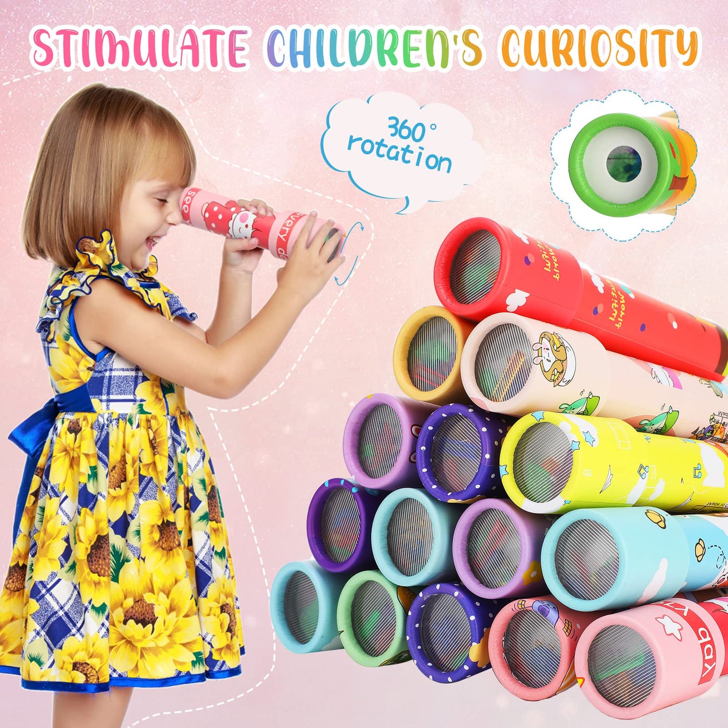 20 Pcs Classic Kaleidoscopes Educational Toys For Party Favors Fun Kaleidoscope Toy For Stock Stuffers Bag Fillers Birthday Party School Classroom Prizes, Random Colors (Cute Style)