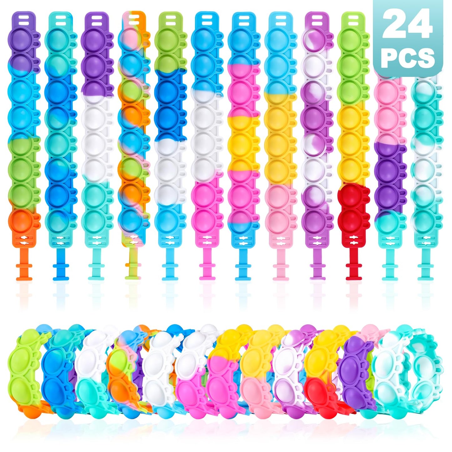 24 Pcs Pop Easter Bracelets Fidget Toys Bulk Its Easter Rabbit Bracelet Easter Basket Stuffers Egg Fillers Kids Party Favors Fidgets Easter Gifts For Kids Classroom Prizes Birthday Goodie Bag Stuffers