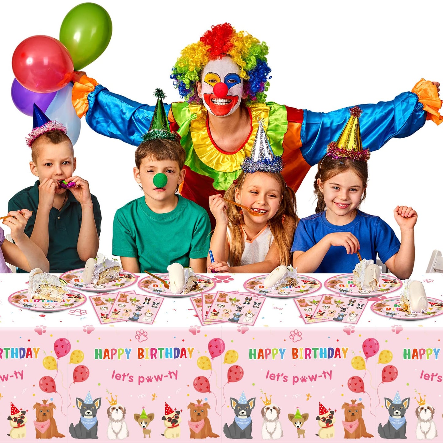 41Pcs Pink Dog Birthday Party Decorations Set Puppy Party Supplies Including Dog Girl Party Plates Napkins Tablecloth Serves 20 Guests For Dog Birthday Parties Decorations