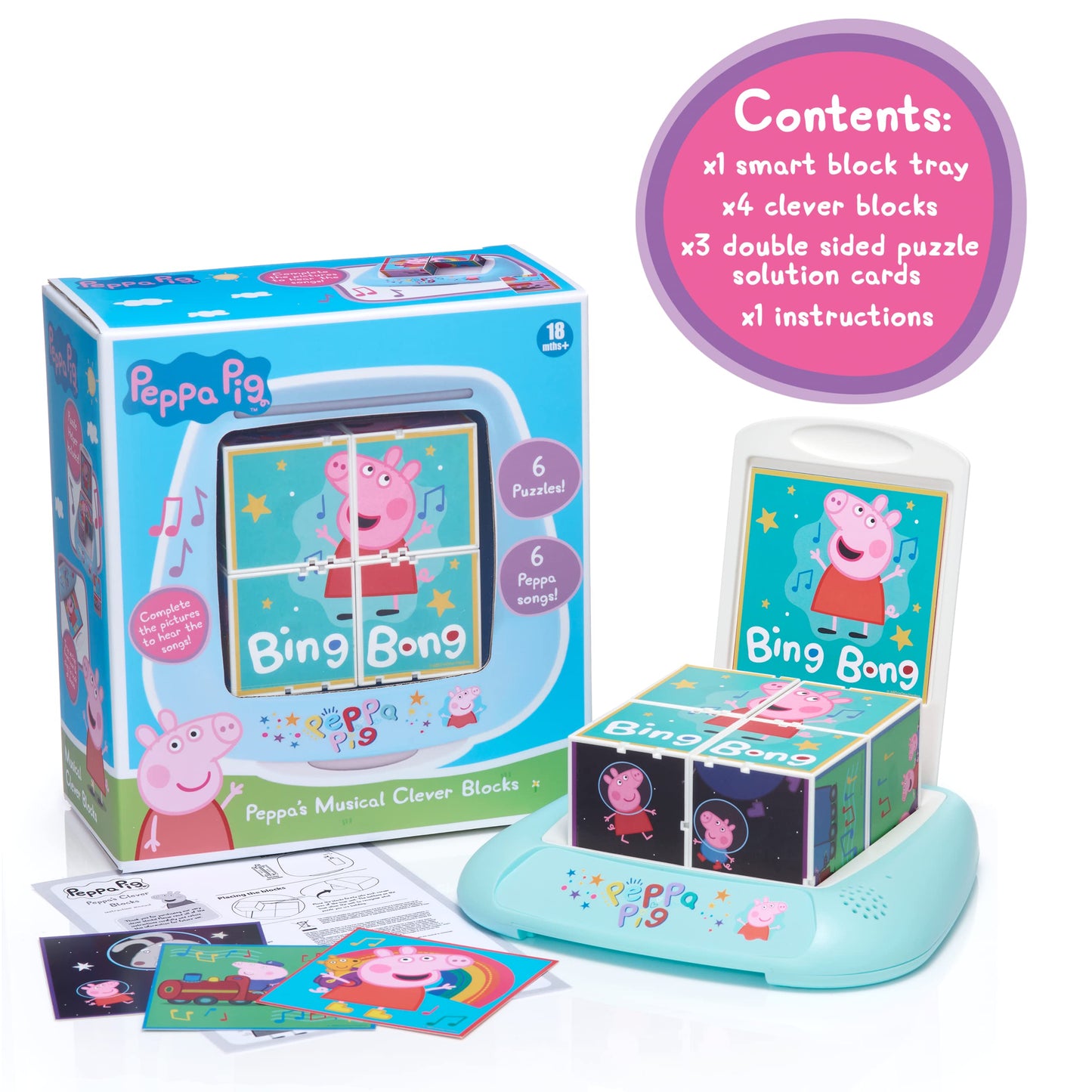 Wow! Stuff Peppa Pig Musical Clever Building Blocks | Pre-School Learning Toy That Plays 6 Nursery Rhyme Songs | For Toddlers Both Girls And Boys 2, 3, 4 And 5 Years Old, Blue