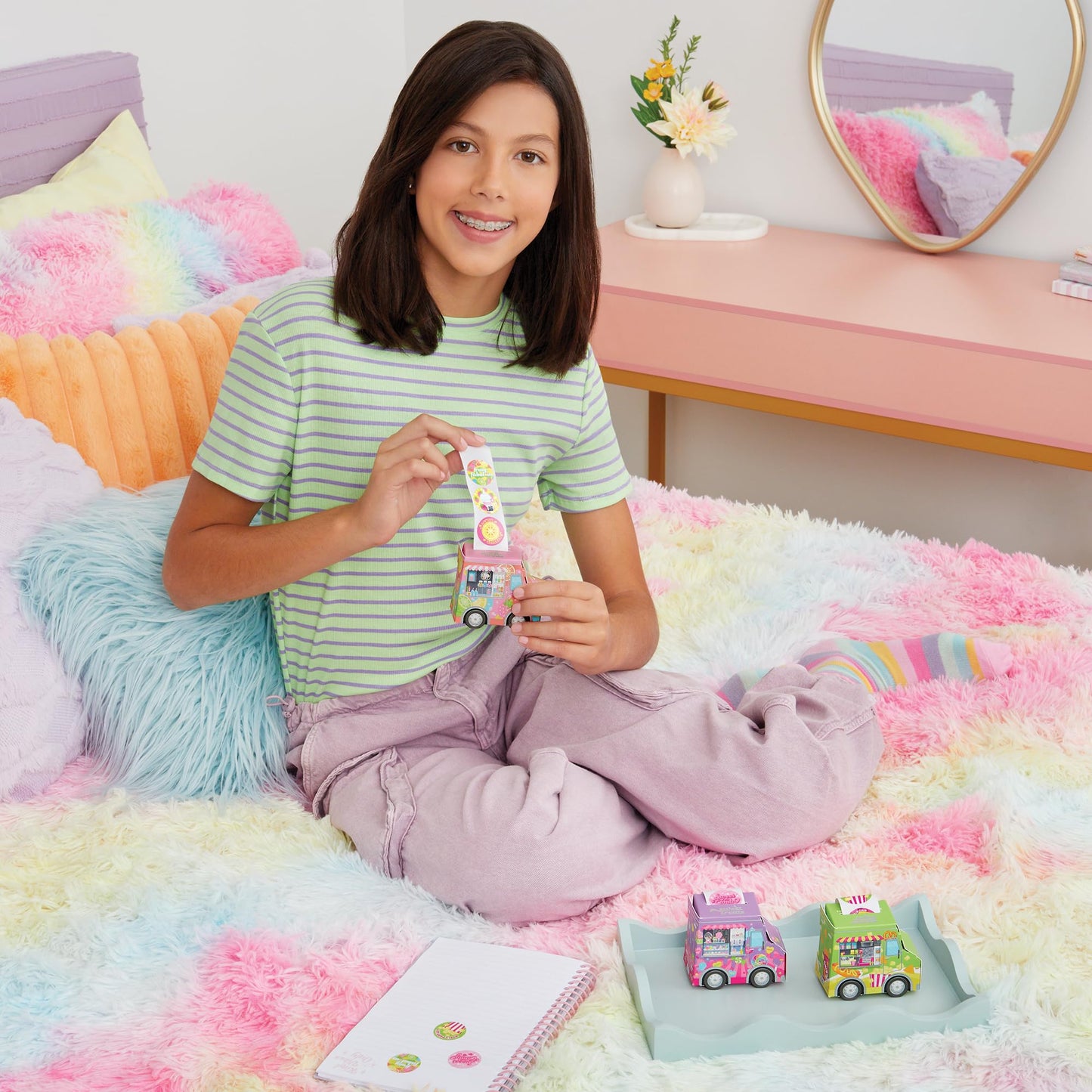 3C4G: Food Truck Festival Sticker Set - 3 Vehicles That Dispense Rolls of Scented Stickers, Sweets, Drinks & Food, Three Cheers