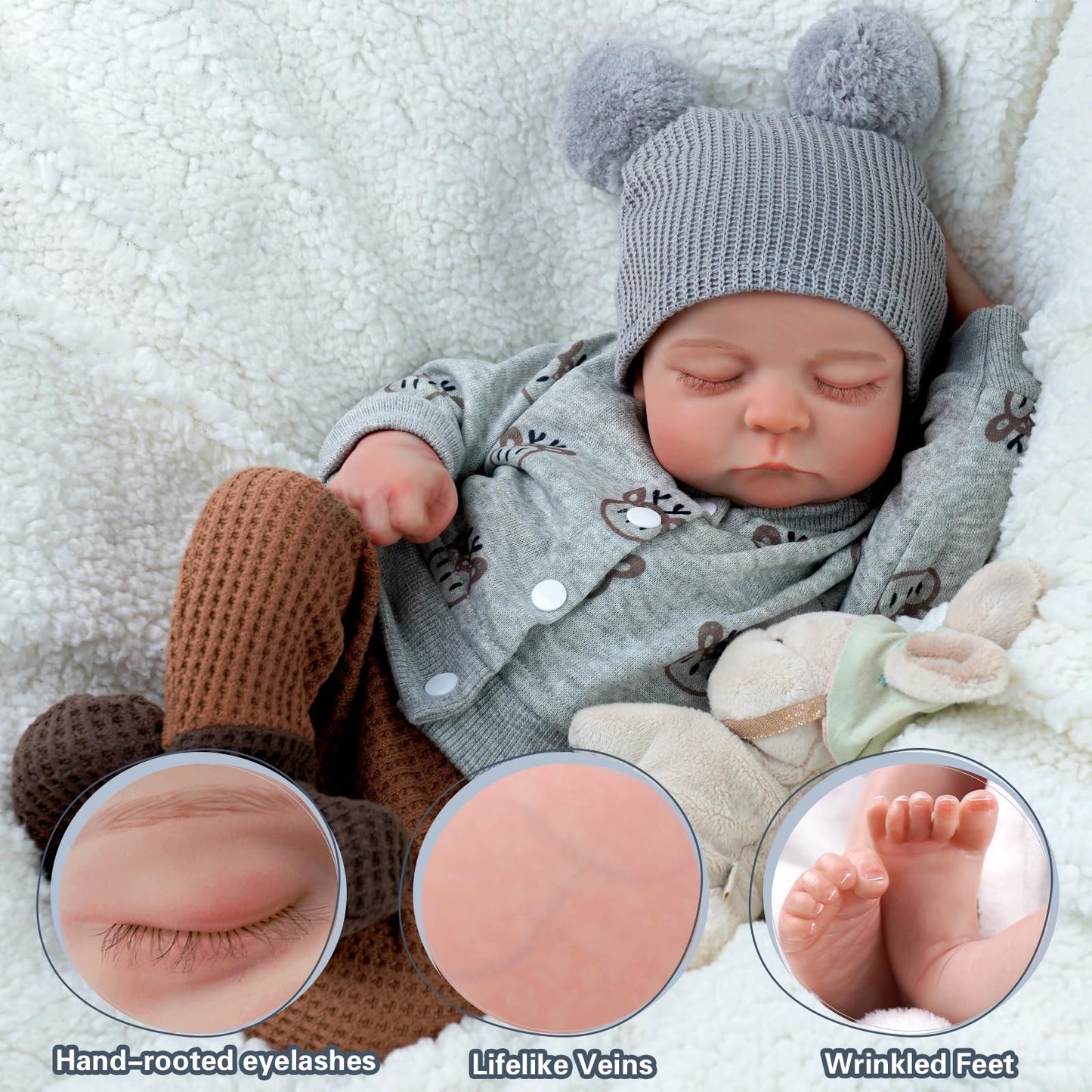 Jizhi Lifelike Reborn Baby Dolls Noah - 20 Inch Realistic Newborn Baby Dolls Real Life Baby Dolls Full Vinyl Body Poseable Baby Boy With Feeding Kit Gift Box For Kids 3+