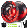 HKSOD Yoyo Professional Responsive Yoyo for Kids Beginners Unresponsive Professional Yoyos for mature-themed Trick Yoyos for Advanced Players with Bearing Accessories+Removal Tool (Black & Red)