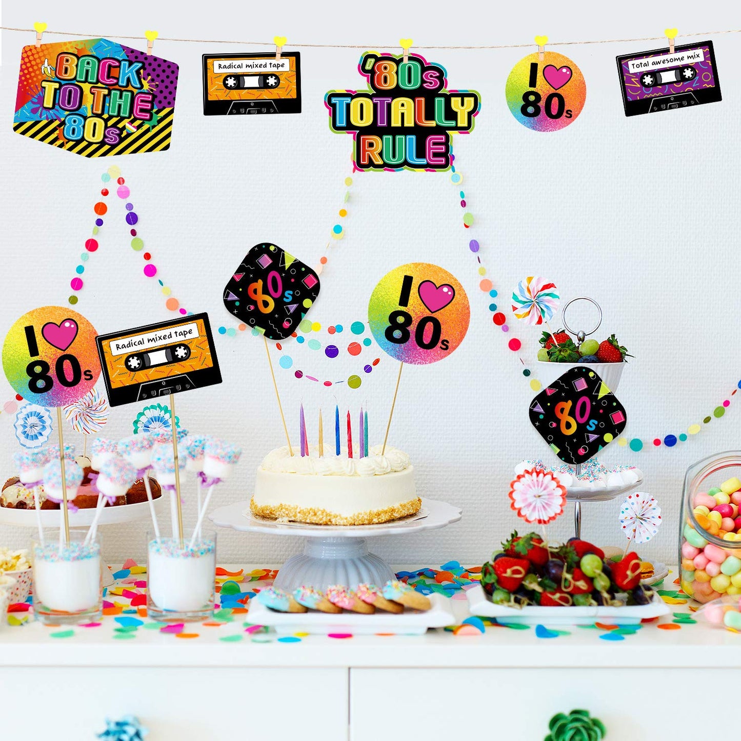 24 Pieces 80'S Retro Decorations 1980'S Centerpiece Sticks Baby Shower Or Birthday Party Centerpiece Sticks Table Toppers Photo Booth Props
