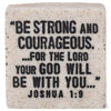 Lighthouse Christian Products Strong And Courageous Scripture Block 2.25 X 2.25 Cast Stone Plaque