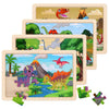Wooden Puzzles Dinosaur Toys For Kids Ages 3-5, Set Of 4 Packs With 20-Piece Wood Jigsaw Puzzles, Preschool Educational Brain Teaser Boards For Boys And Girls 3 4 5 6 Years Old