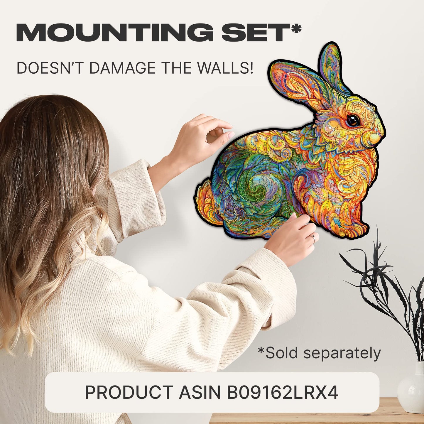 Unidragon Original Wooden Jigsaw Puzzles - Precious Rabbit, 106 Pieces, Small Size 8.6'X9', Beautiful Gift Package, Unique Shape Best Gift For Adults And Kids