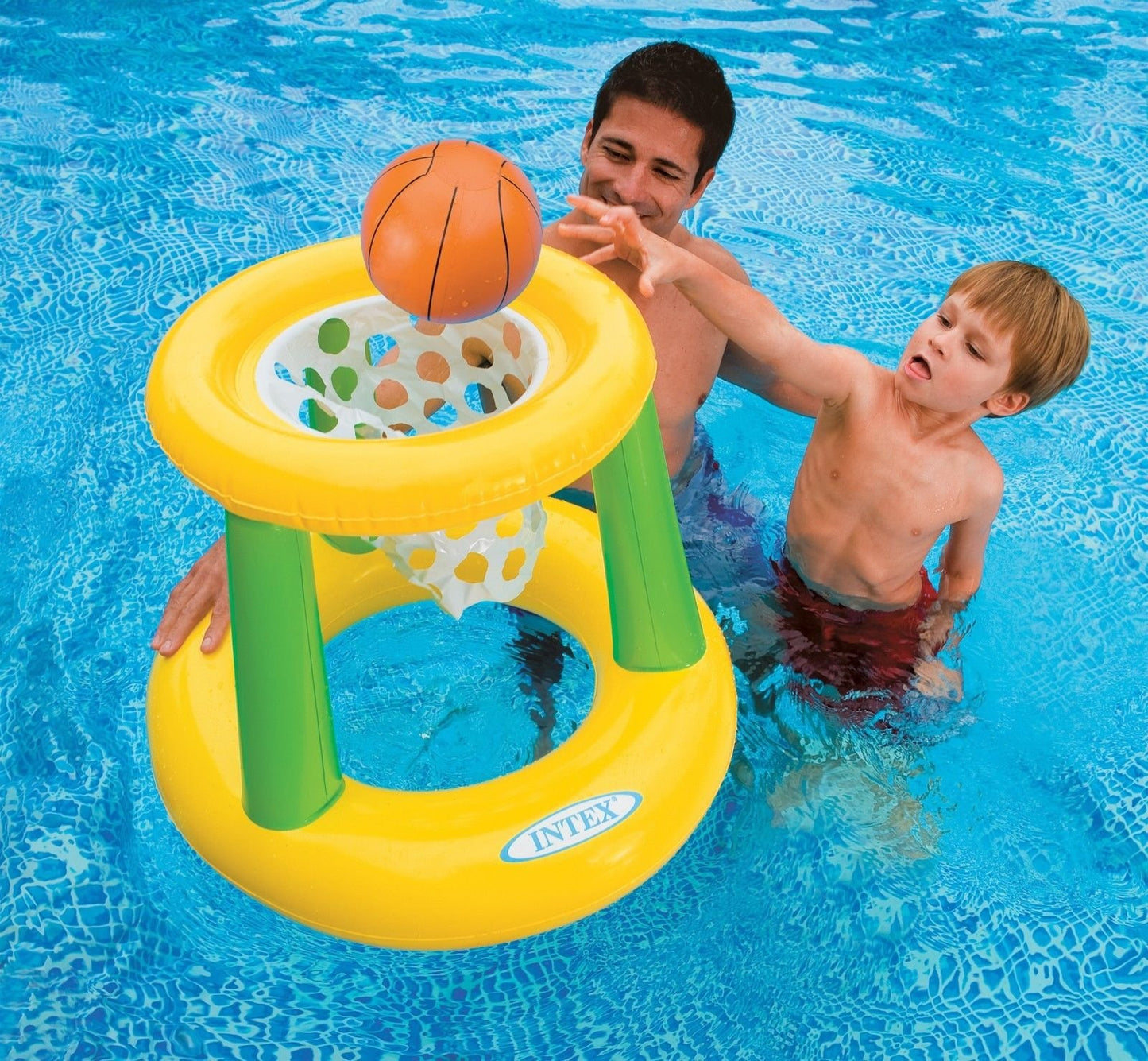 Intex - Floating Hoops 3, Incl Inflatable Pool Hoop & Basketball