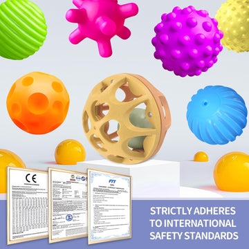 Rohsce Montessori Sensory Balls For Babies 1-3, Colorful Textured Toys, Hand Catching Balls, Wheat Straw Rattle, Newborn Gifts F