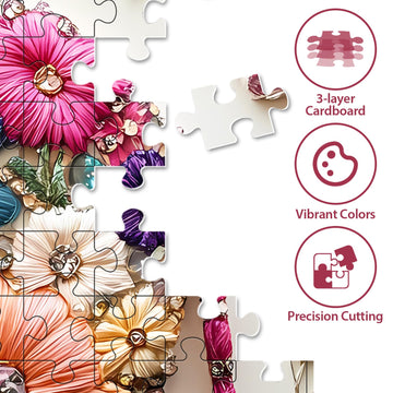 Puzzles 500 Pieces for mature-themeds Elephant Jigsaw Puzzle 500 Pieces for mature-themeds Seniors Kids Colorful Crystal Flower Puzzles Beautiful Diamond Art Puzzle Challenging Family Game Great Gift 20.5 * 15in