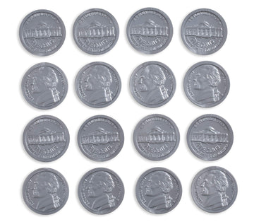 LEARNING ADVANTAGE-7522 Play Nickels - Set of 100 Plastic Coins - Designed and Sized Like Real US Currency - Teach Money Math Wi