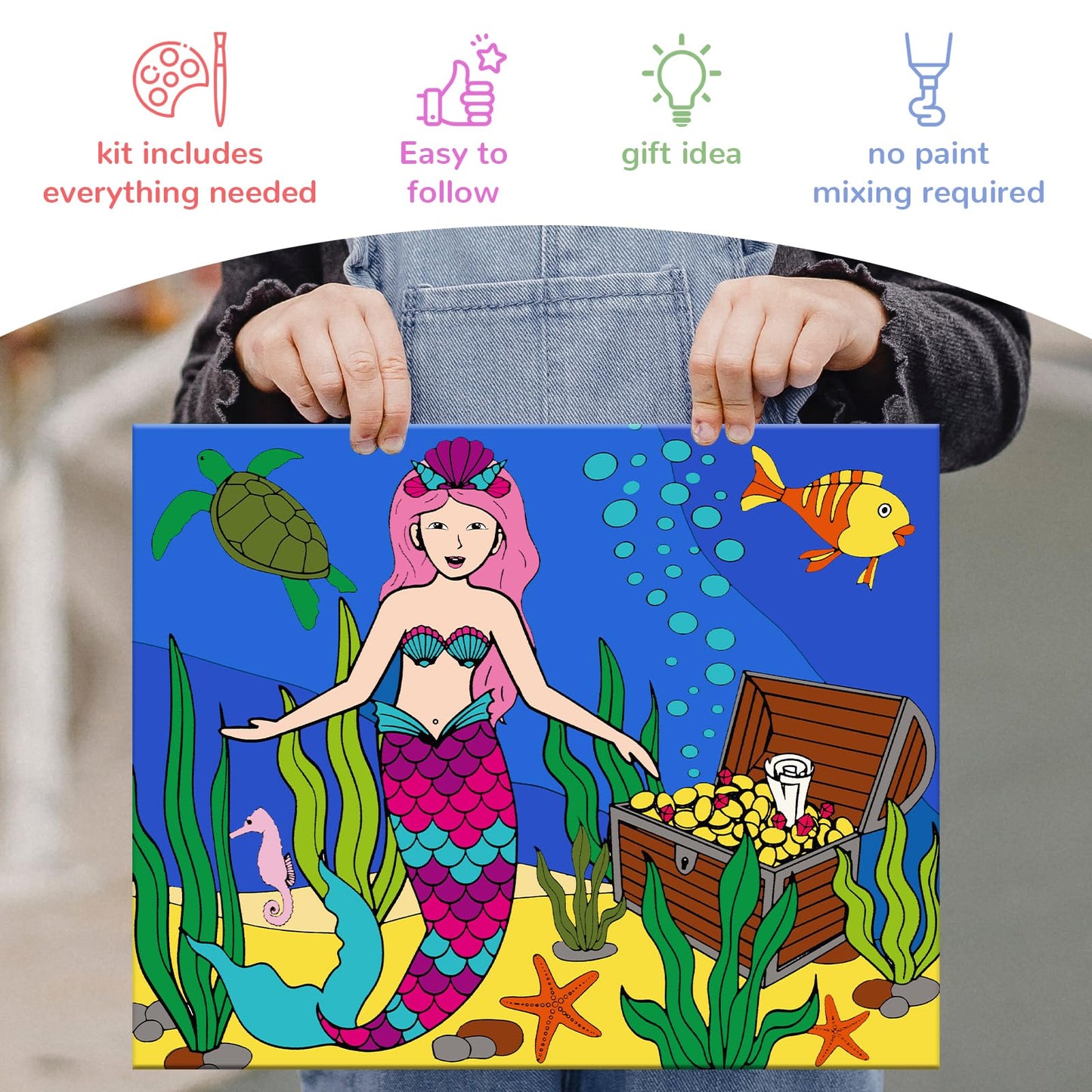 Goldentime 3 Framed Canvas Paint By Numbers For Kids Ages 6 8 10 12 -Easy Paint By Numbers Kit For Kids And Adults -Unicorn Pain