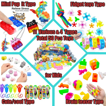 109 Pcs Premium Party Favors Toys For Kids,Assortment Mini Pop Fidget It Toys For All Ages Kids,Classroom Prizes,Treasure Chest,