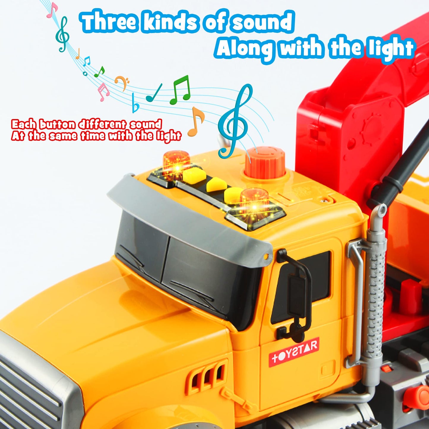 Dwi Dowellin Kids Toys for 3 4 5 6 7 Years Old Boys, 15'' Large Tow Truck Toy,Friction Powered Transport Truck Crane Toy with Li