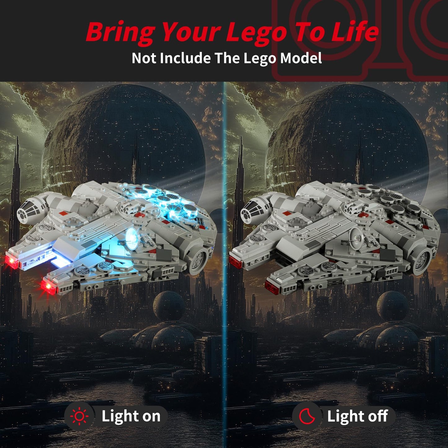 Briksmax 2.0 Light Kit For Lego Millennium Falcon -Innovative Led Lighting Compatible With Lego Star Wars 75375 - Not Included Lego Set