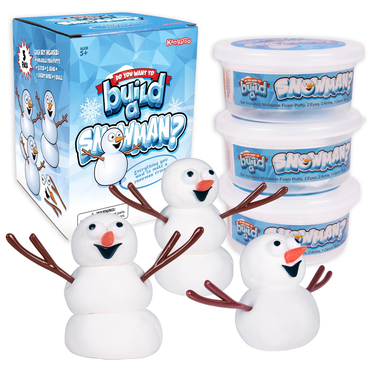 Kangaroo Build A Snowman Kit 3Pk, Do You Want To Build A Snowman, Melting Snowman Putty Kit, Make Snowman Kit, Kids Stocking Stuffers, Toddlers Stocking Stuffers, Snowman Clay Craft Kit, Snowman Craft