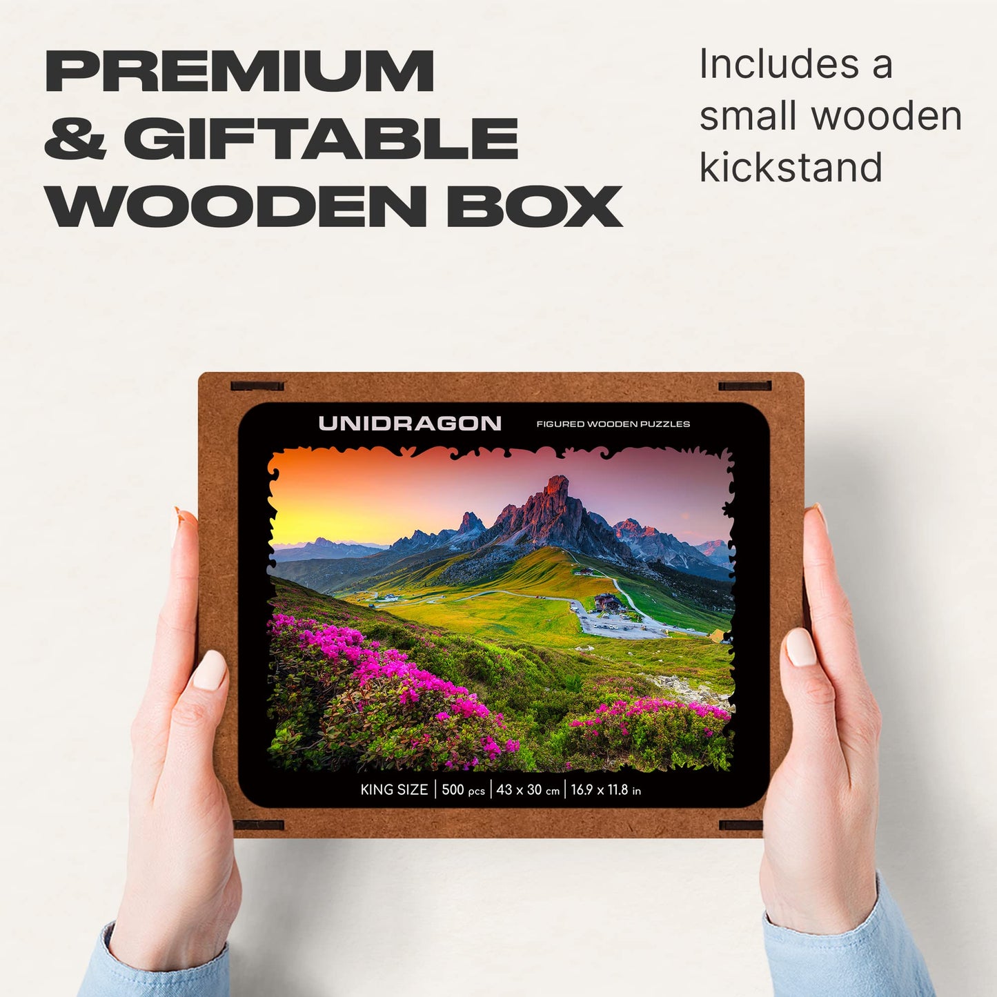 Unidragon Wooden Puzzle Jigsaw, Best Gift For Adults And Kids, Unique Shape Jigsaw Pieces Nature Mountain, 17.3 X 12.1 Inches, 500 Pieces, King Size, Wooden Puzzles For Adults