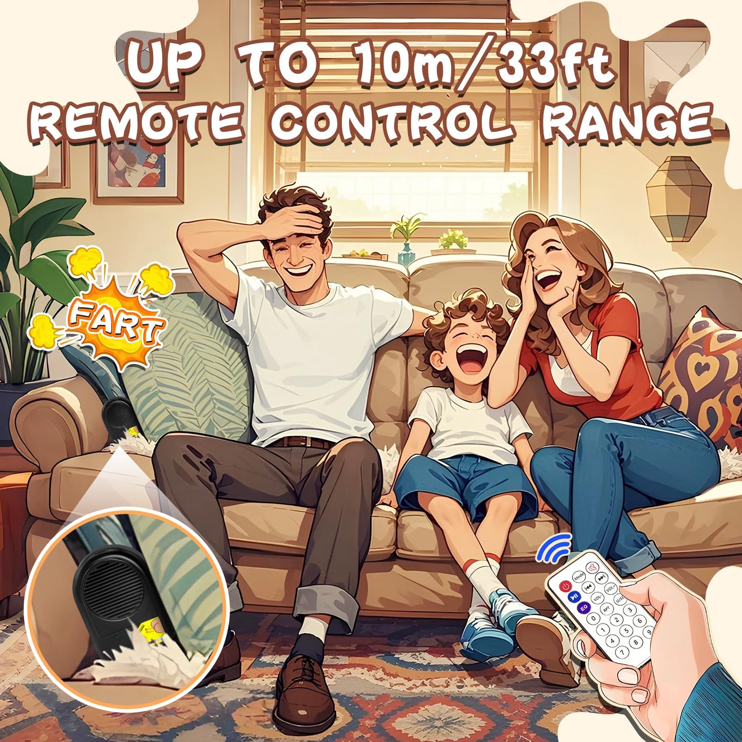 Taabhbu Remote Controlled Fart Machine - Fart Blaster With Remote, 50 Realistic Sounds, Wireless Range Over 10M - Hilarious Pran
