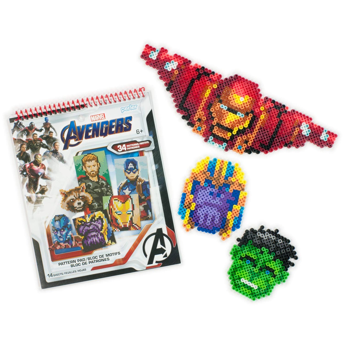 Perler Beads Marvel Avengers Instruction Pad, 34 Patterns, Multicolor