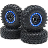 Hobbysoul Adjustable Offset Rc 1.0 Wheels And Tires, 1/24 Tires & Heavy 1.0 Beadlock Wheels Blue Black For 1:24 Rc Crawler Axial