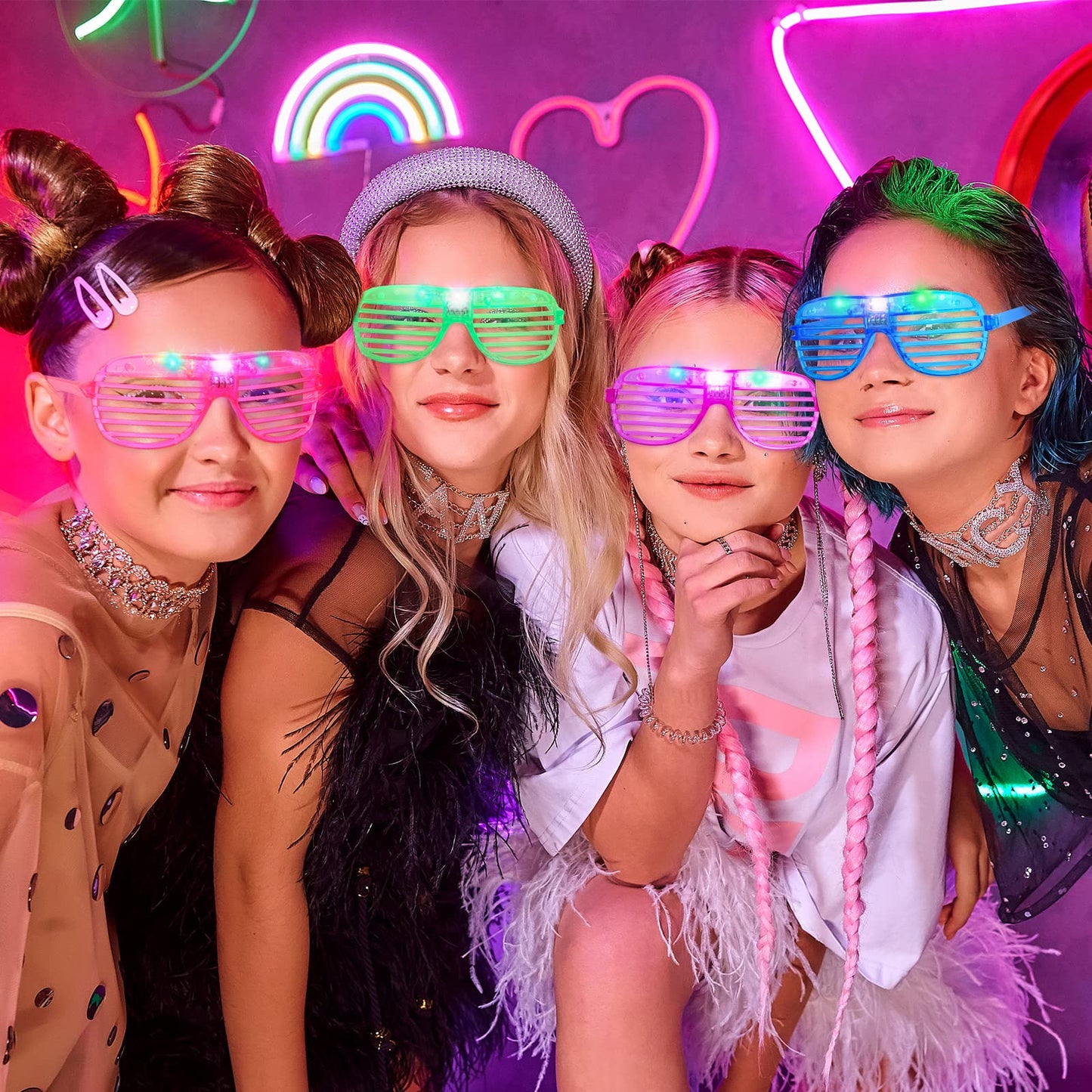 15 Pack Light Up Glasses 5 Colors Glow In The Dark Led Glasses Party Supplies For Kids Adults 80S Shutter Shades Neon Party Favors