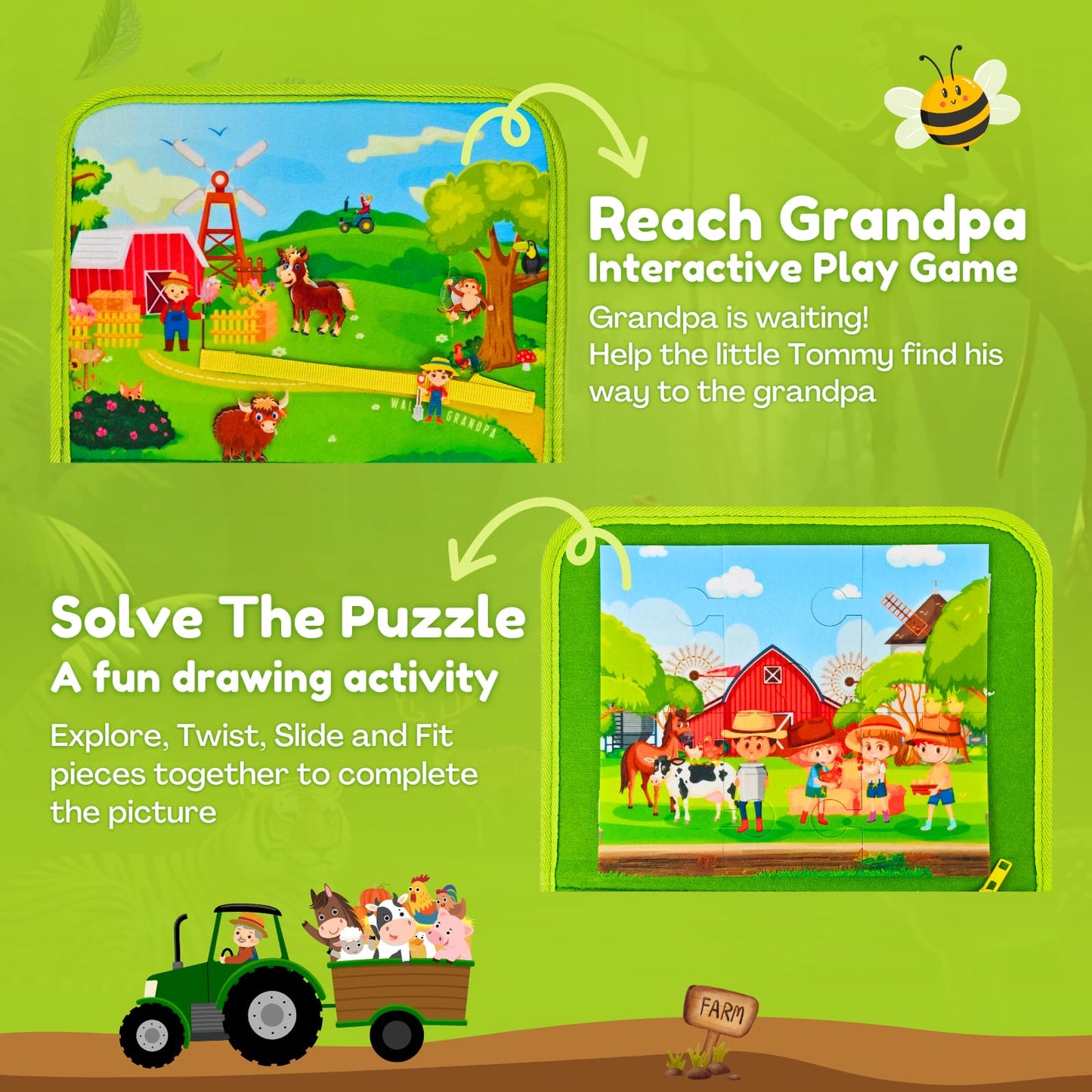 Farm Busy Book for Toddlers 1-3 | Montessori Activity Book with Various Activities For Girls & Boys | Educational Learning Senso
