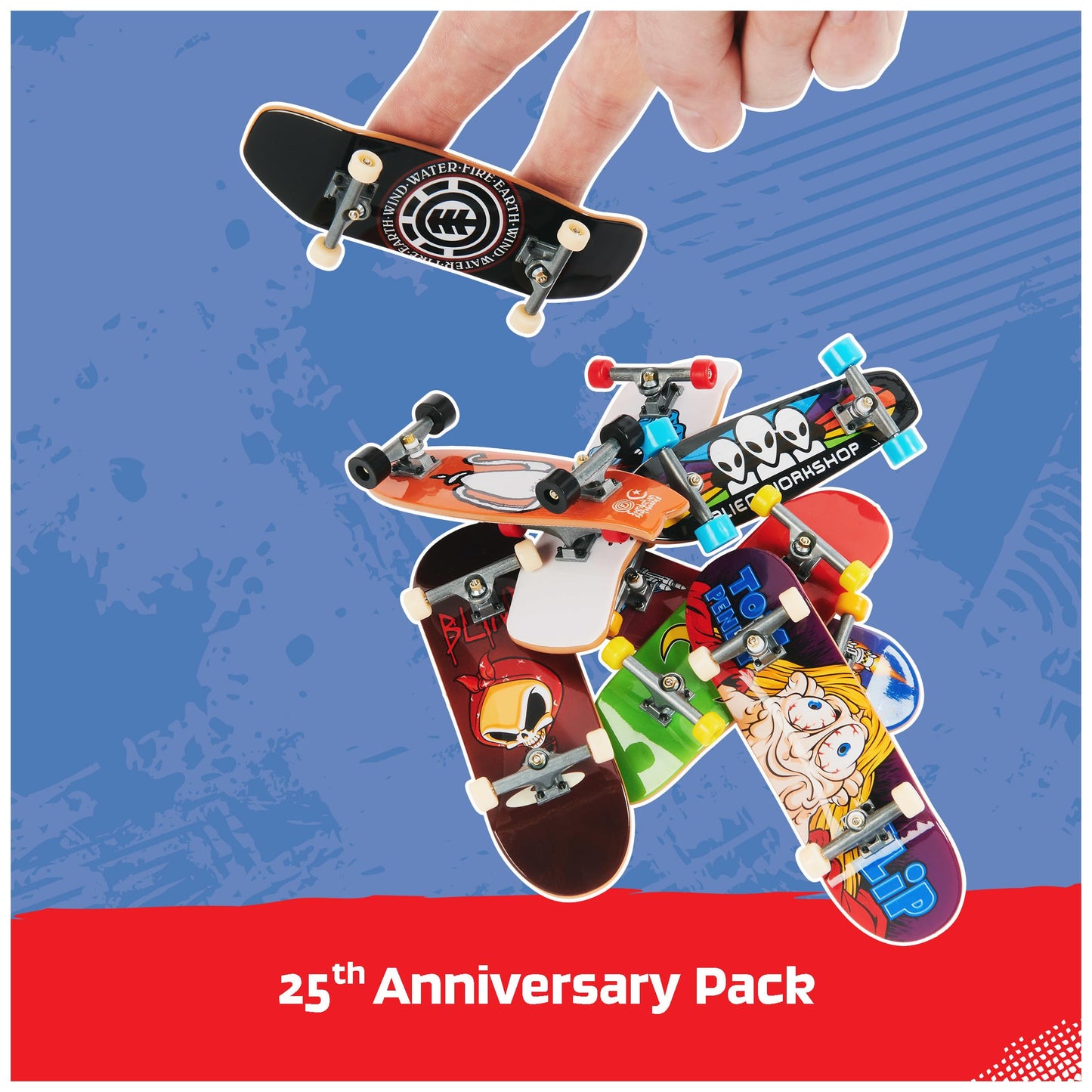 Tech Deck, 25Th Anniversary 8-Pack Fingerboards With Exclusive Figure, Collectible And Customizable Mini Skateboards, Kids Toys For Ages 6 And Up