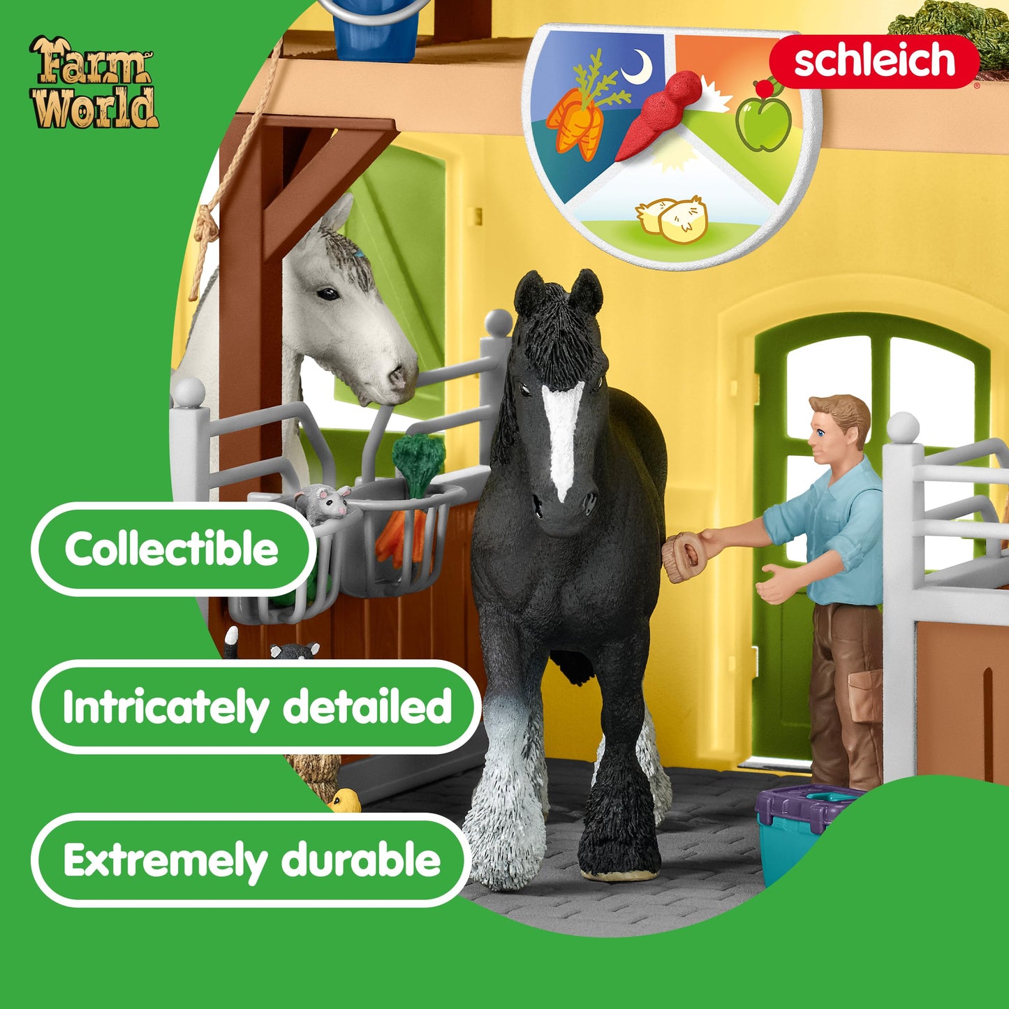 Schleich Farm World, Toy Barn Gift for Kids with Farm Animal Toys and Accessories 30-Piece Set, Ages 3+