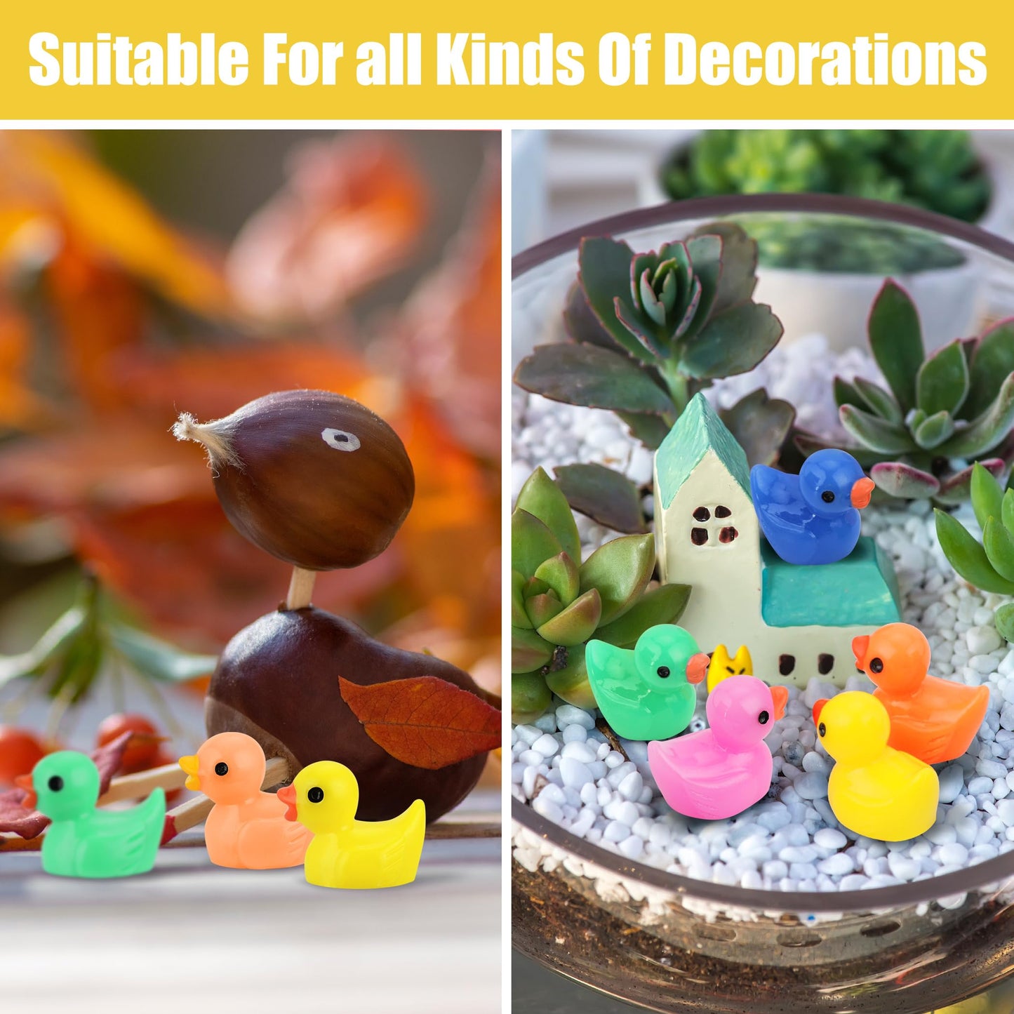 Crtwdman 240 Pcs Mini Ducks Tiny Duck Figurines Bulk For Garden Micro Landscape, Mini Resin Ducks For Dollhouse Aquarium Potted
