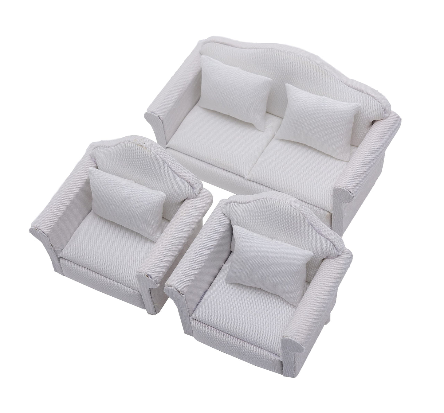 Fateanuki 1 12 Scale Doll House Furnitures 3Pc Sofa Miniature Dollhouse Toy Parlor Bedroom Decoration Accessories