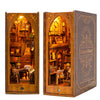 Jioustoy DIY Book Nook Kit for mature-themed Booknook Dollhouse Miniature Tiny House Kit 3D Wooden Puzzle Bookend with LED for Bookshelf Insert Decor Creative Gift for Teens and mature-themeds (Library of Books)