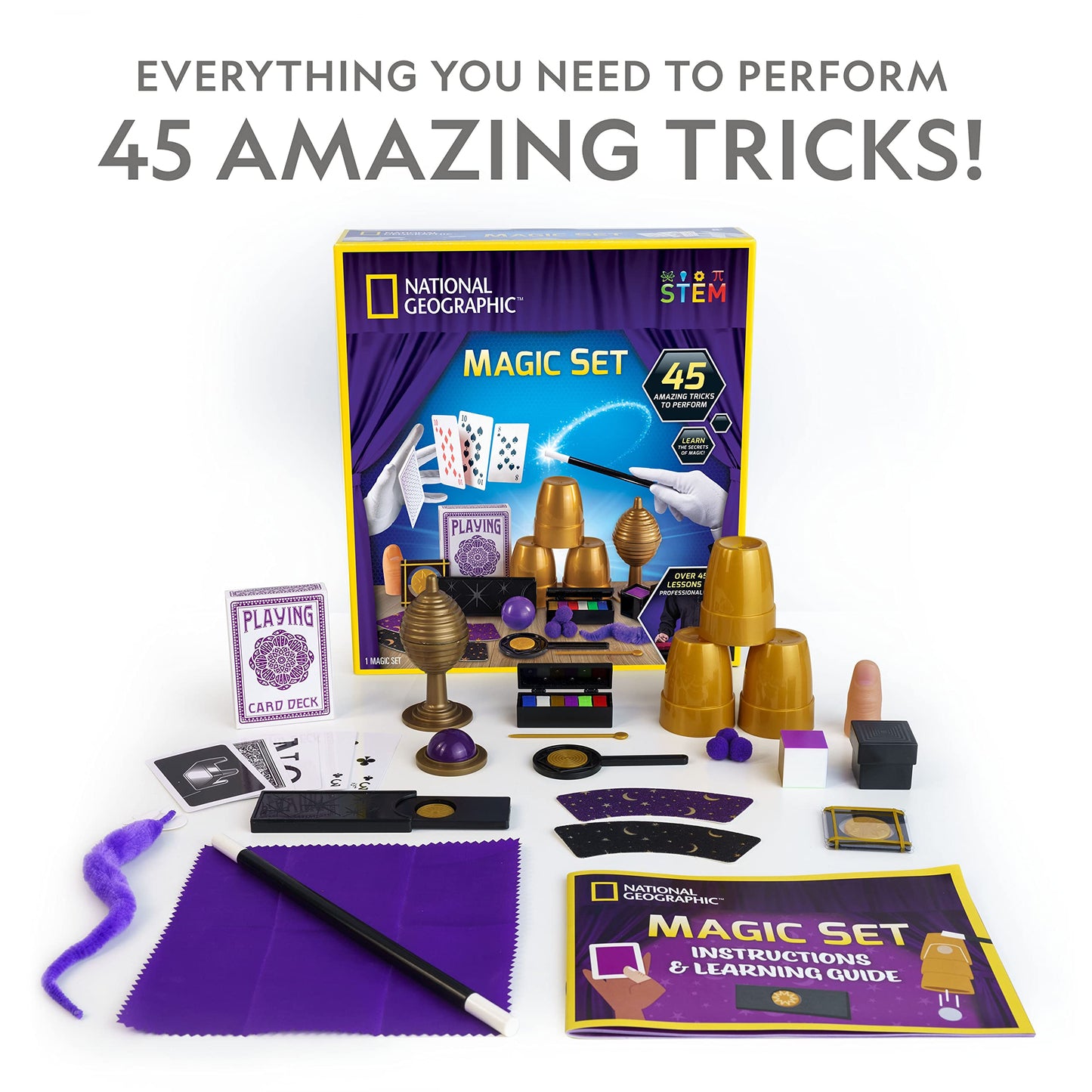 National Geographic Magic Kit - 45 Magic Tricks For Kids To Perform With Step-By-Step Video Instructions For Each Trick Provided