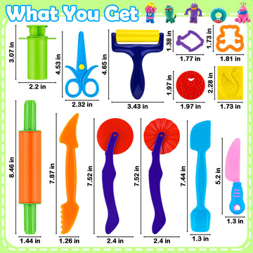 Playdough Tools 41 Pieces Play Dough Tools for Kids Playdough Accessories with Rolling Pins,Playdough Cutters,Dough Molds,Plasti
