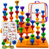 Pegs Board Game Set Jumbo Pack | 48 Pegs + 2 Boards & Storage Bag W/Handle Easy To Carry. For Motor Skills Sorting Counting Colo