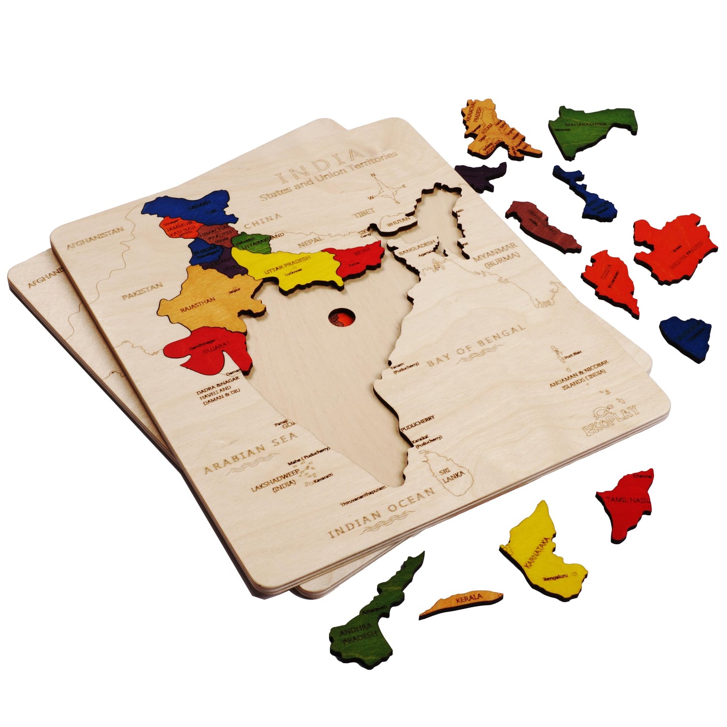 Wooden India Map Jigsaw Puzzle For Kids, 22 Pieces, Learning & Educational Toy Gift For Ages 3+
