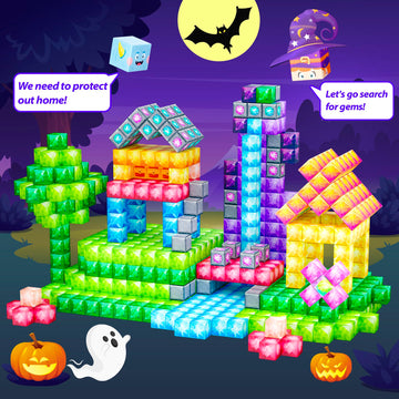 Silymoly Magnetic Blocks, Jewel Adventures Theme, Magnetic Building Cubes, Gemstone Magnetic Building Blocks Boys & Girls Toys A