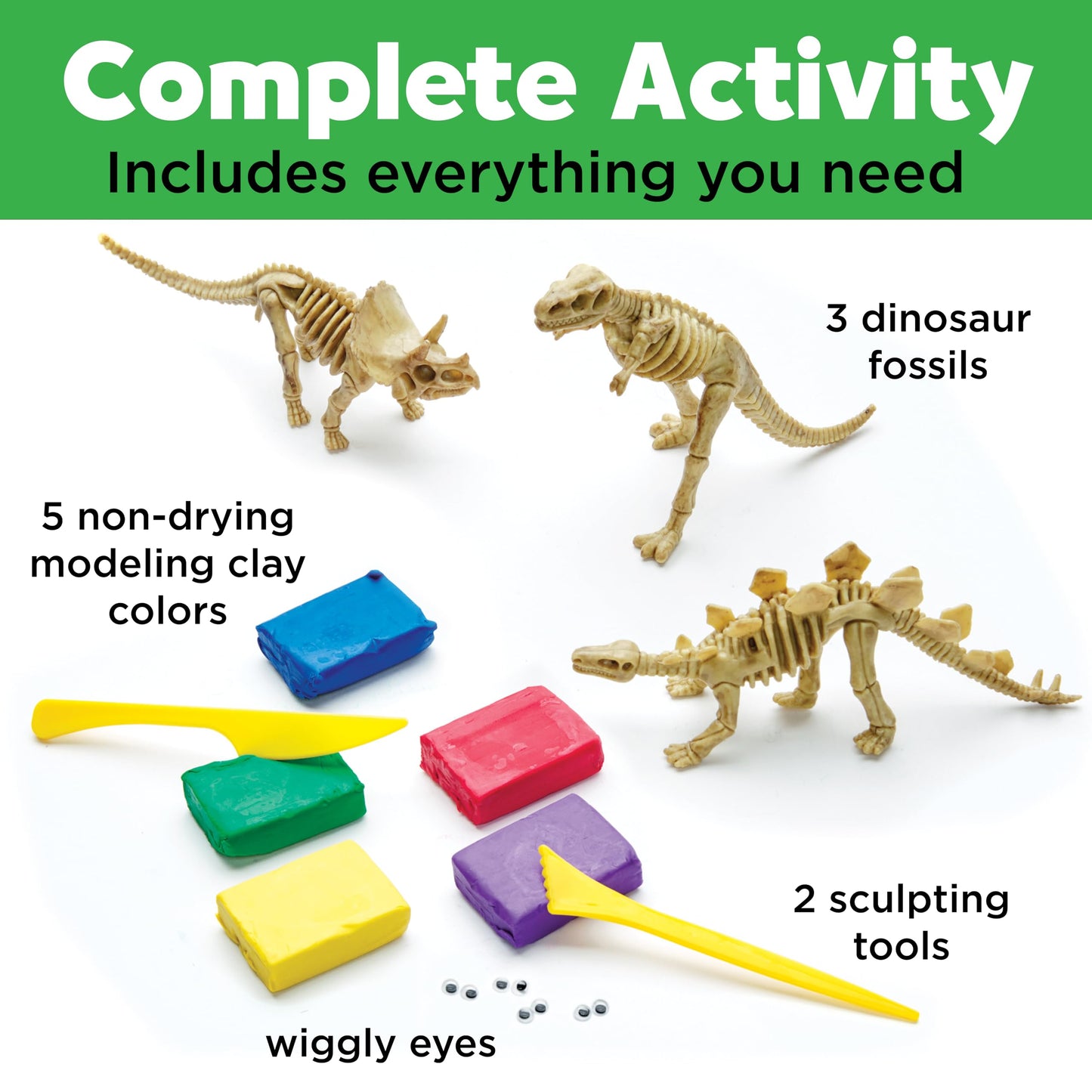Creativity For Kids Create With Clay Dinosaurs: Craft 3 Dinosaur Toys For Kids Activities, Sensory Craft Kit For Kids Ages 5-8+, Dinosaur Gifts & Kids Toy