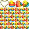 Sotiff 100 Pcs Pride Ducks Mini Rainbow Rubber Duck LGBT History Month Rainbow Duckies Bulk LGBTQ Party Decoration Bathtub Striped Ducky for Colorful Birthday Party Supplies Wedding Favor Gift