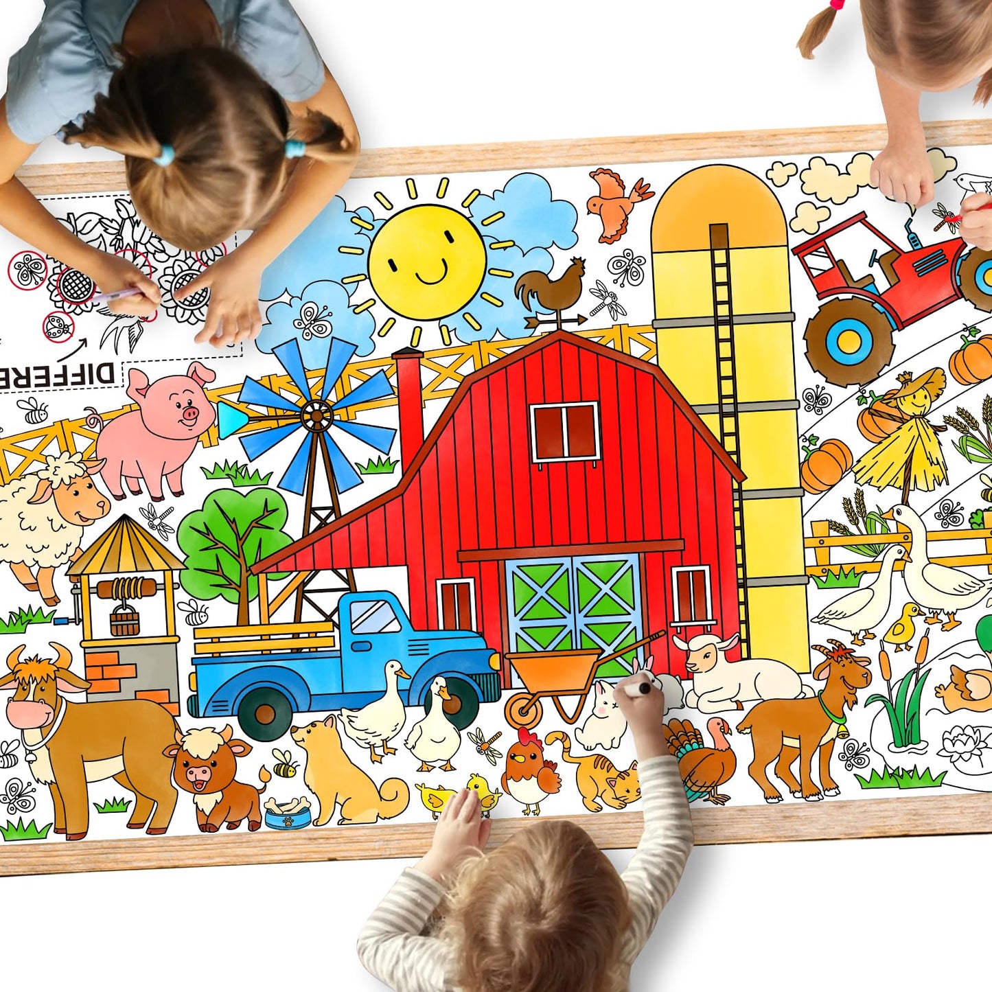 Gatherfun Farm Animal Party Giant Coloring Poster - 31.5X 72 Inches - Versatile Classroom Wall D Cor & Birthday Activity - Farm