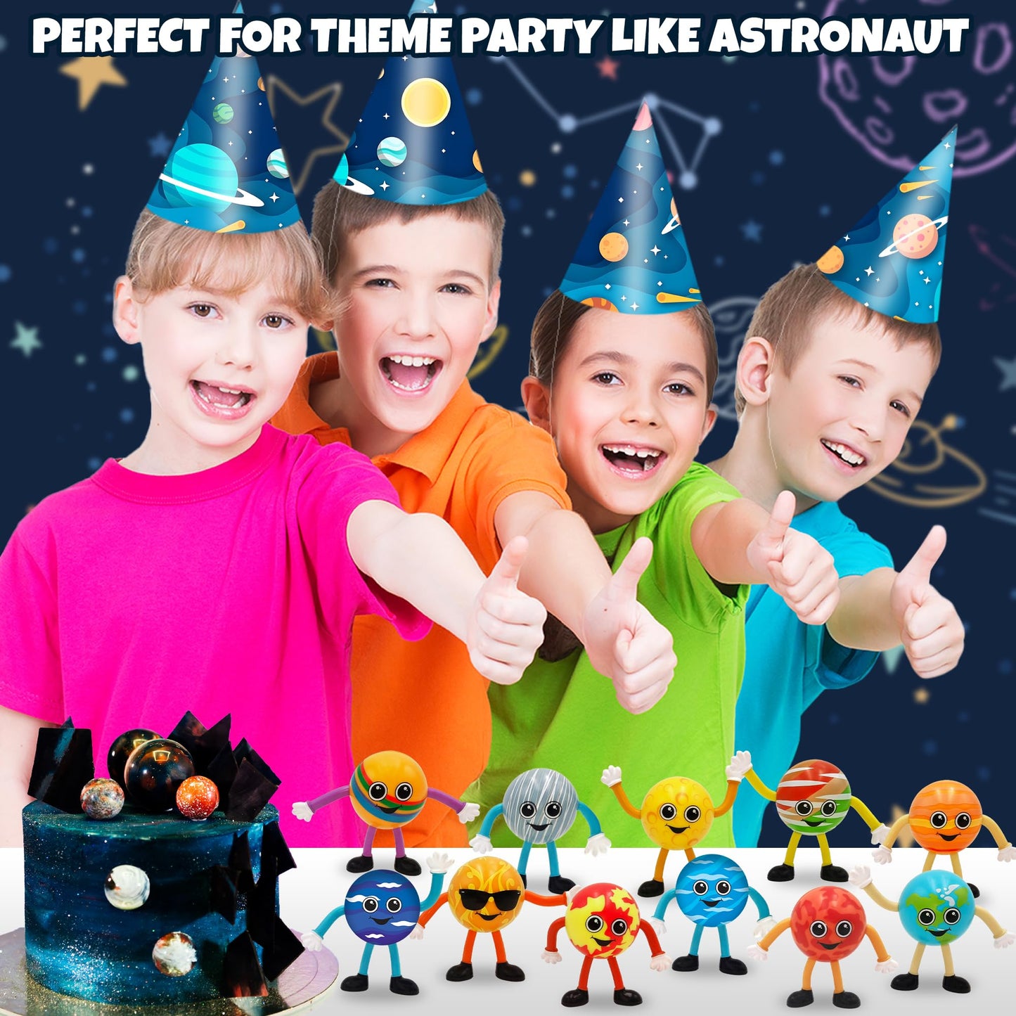 Artcreativity Bendable Planets (Set Of 11) Bendable Planet Toys For Kids, Outer Space Party Favors For Boys & Girls, Stress Relief Fidget Toy, Educational Toys For Kids, Goodie Bag Stuffers