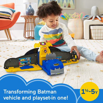 Fisher-Price Little People Toddler Toy Dc Super Friends 2-In-1 Batmobile, Batman Playset & Vehicle For Preschool Pretend Play Ki