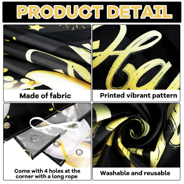 Happy 50Th Birthday Banner For Men Women Sign Black Gold Glitter 50 Years Old Birthday Party Decorations Supplies Anniversary Celebration Backdrop