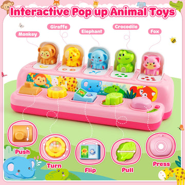 Duchong Toys for 1 Year Old Girls, Interactive Pop Up Toy with Music & Light, Montessori Learning Toys for Infant Baby Toddler 9