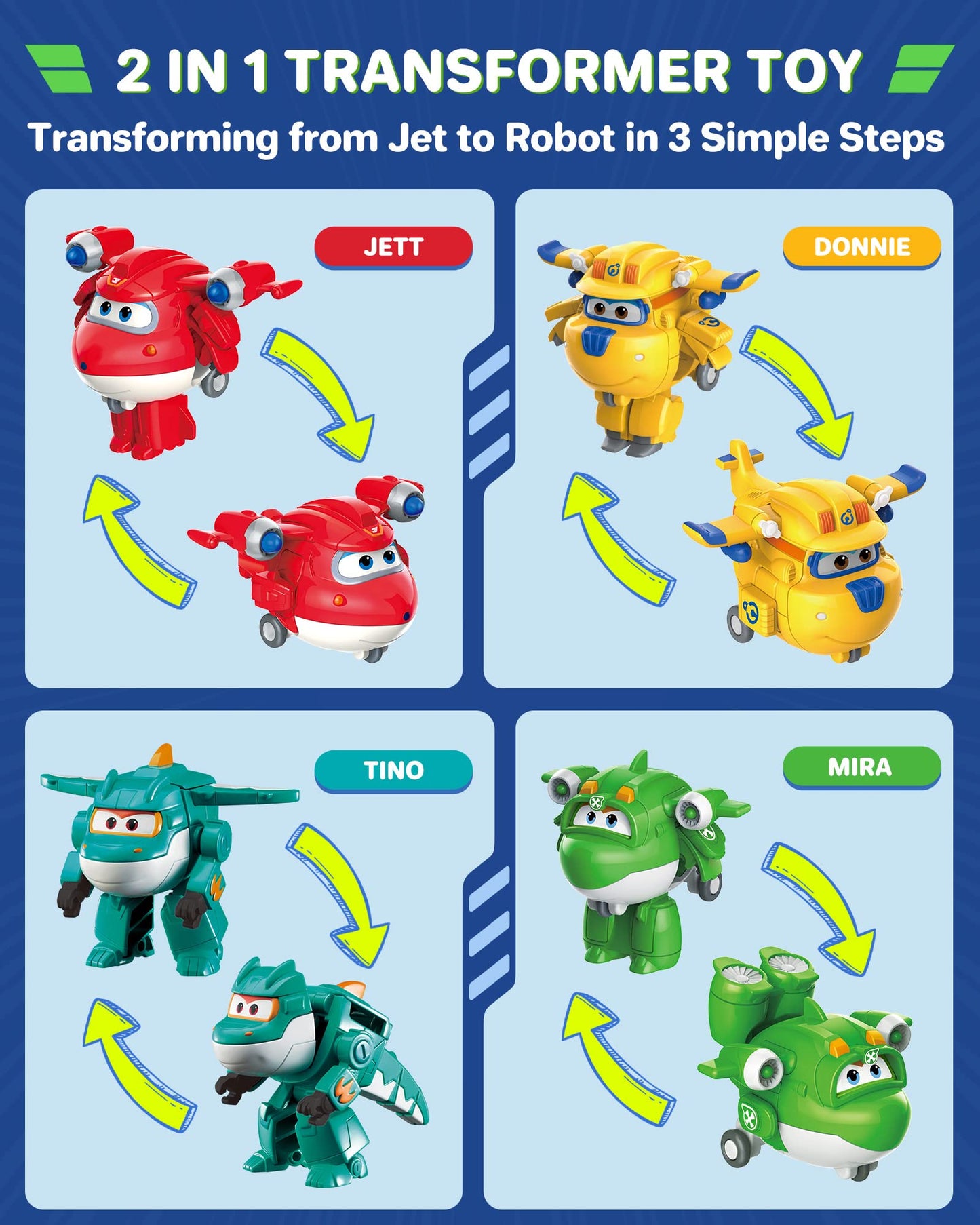 Super Wings 15-Pack Transformer Toys 2 Inch Airplane Robot Mini Action Figures With Real Mobile Wheels For Kids 3 4 5 6 7 8+ Birthday Party Supplies For Preschool Boys And Girls