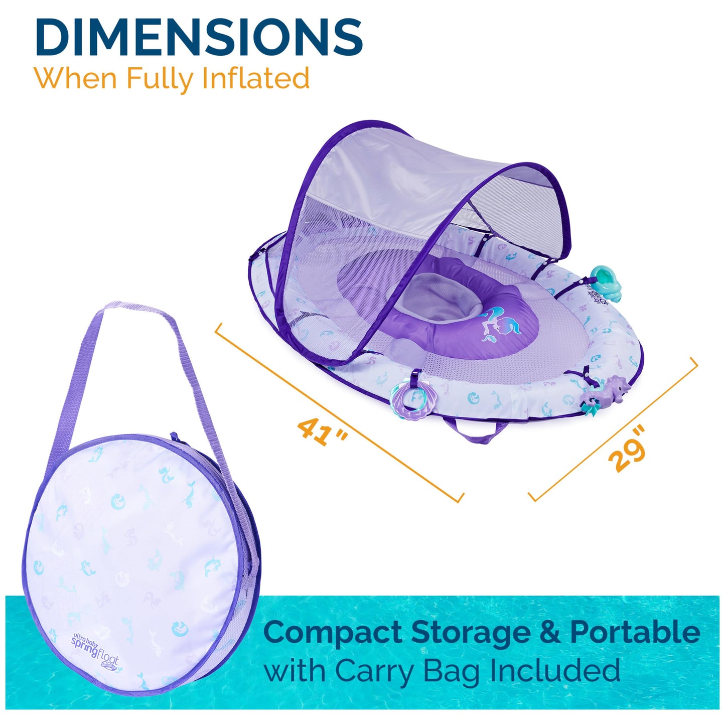 Swimways Ultra Baby Spring Float, Premium Inflatable Baby Pool Float With Sun Canopy, Fast Inflation & Carry Bag (9-24 Months),