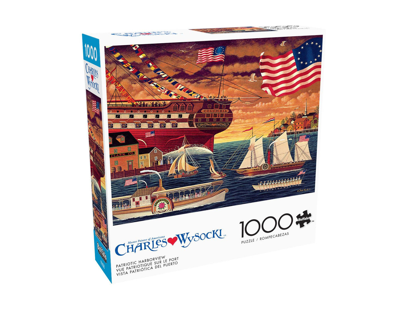 Buffalo Games - 1000 Piece Jigsaw Puzzle - Patriotic Harborview - Charles Wysocki Colorful Puzzle for Adults - Precision-Cut Pie