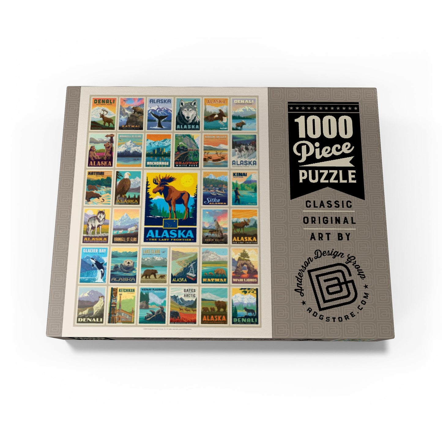 Mypuzzle Alaska: Multi-Image Print, State Pride, Vintage Poster - Premium 1000 Piece Jigsaw Puzzle For Adults