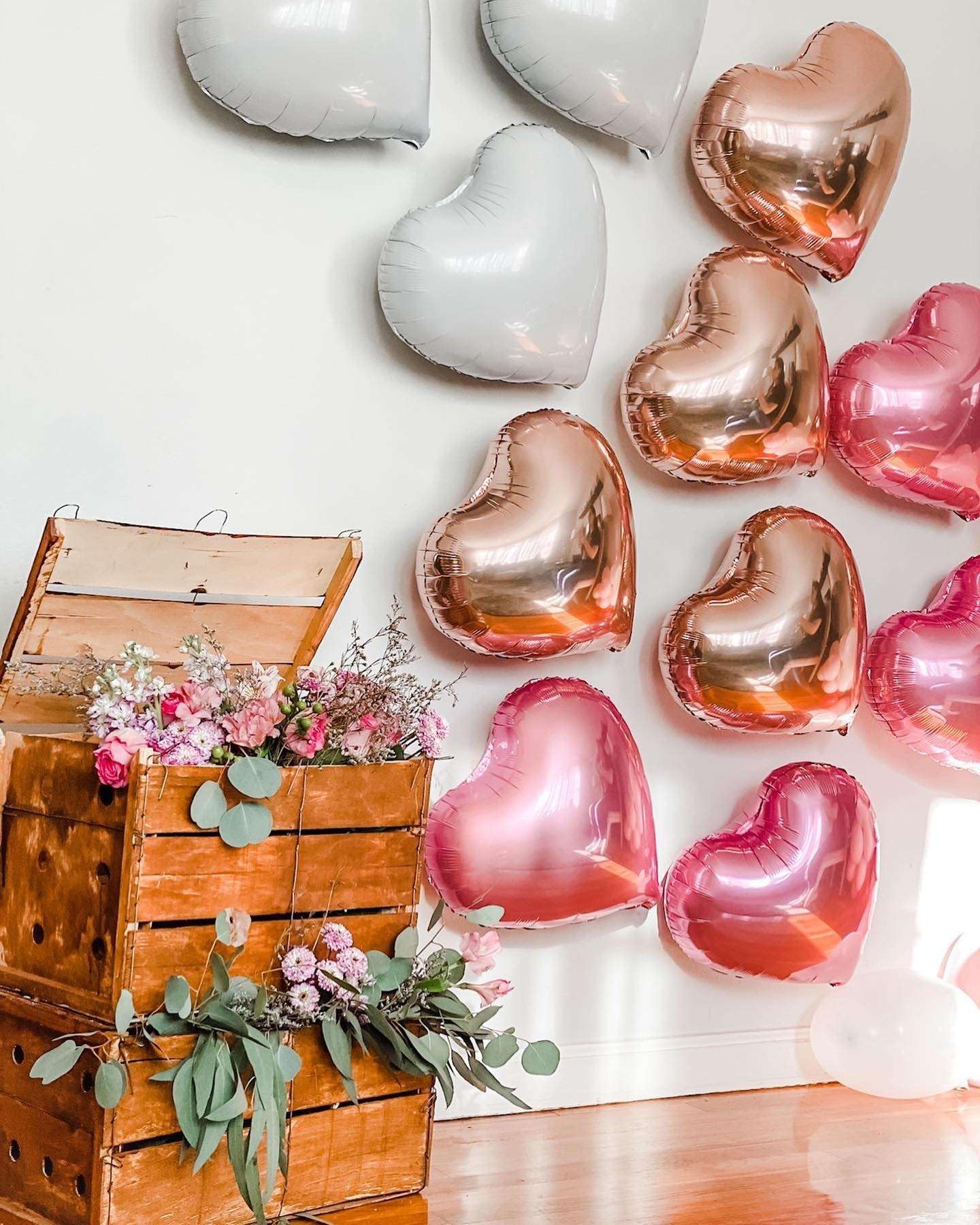 Lovoir 10 Pcs Rose Gold Heart Shape Foil Mylar Balloons 18 Inch Love Balloons For Valentine'S Day Birthday Party Decorations Wed