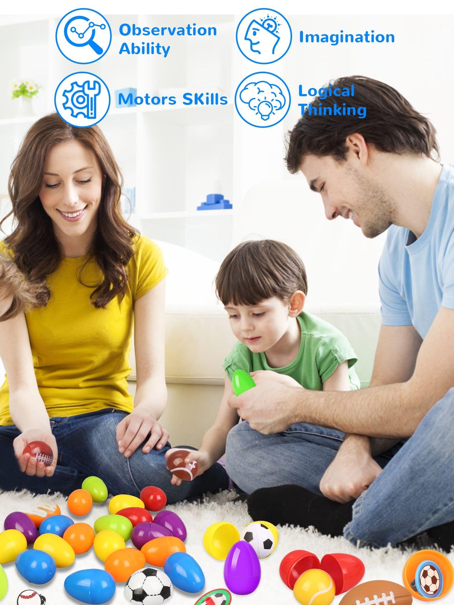 Easter Surprise Egg Toys - 32 Eggs with Balls Kids Party Favor School Classroom Prizes for Classmate Teens Boys Blind Mystery Bo