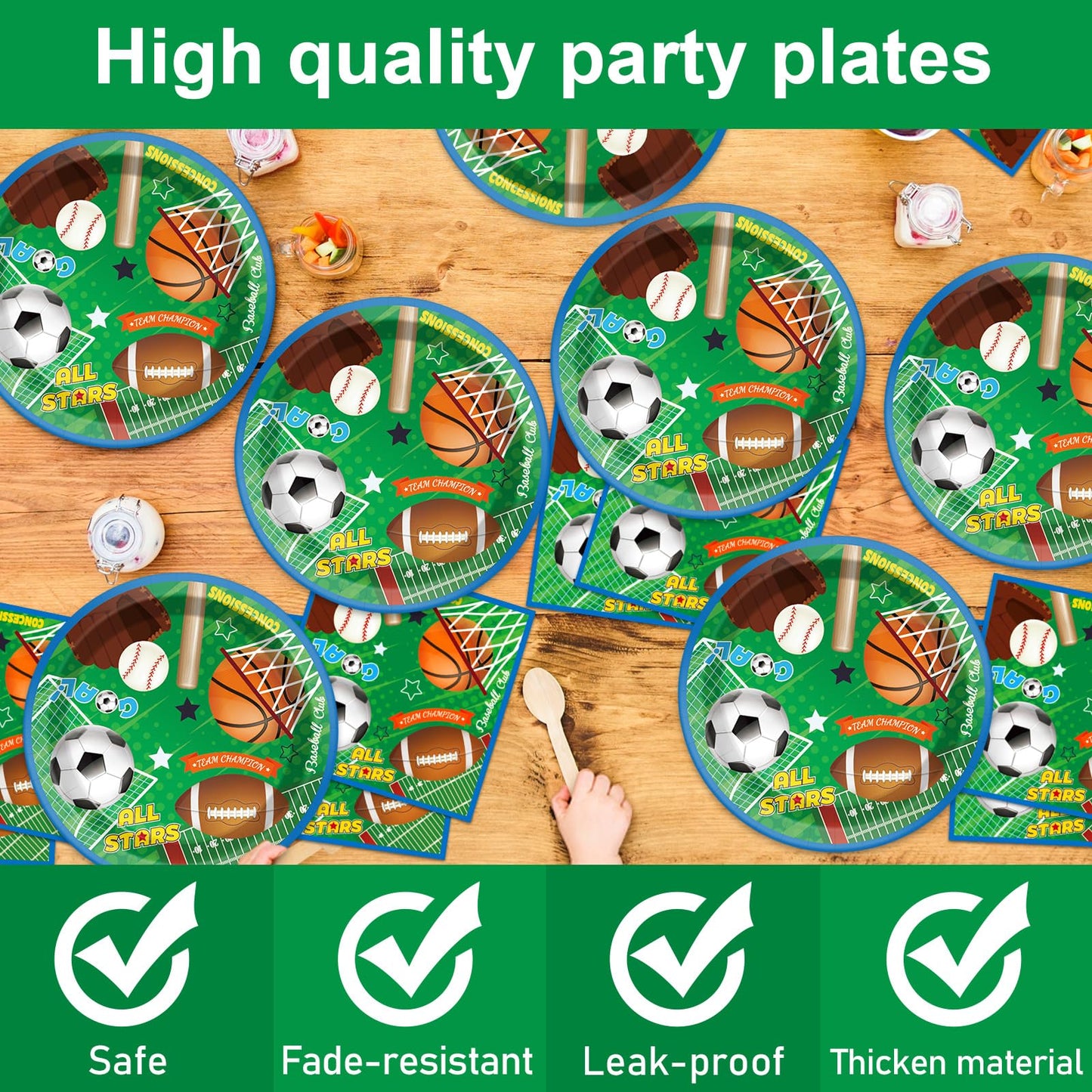 Sports Party Decorations Tableware Set All Star Plates Napkins All Sports Disposable Table Cover Baseball Football Soccer Basketball Dinnerware For Boy Birthday Party Baby Shower Decor Supplies